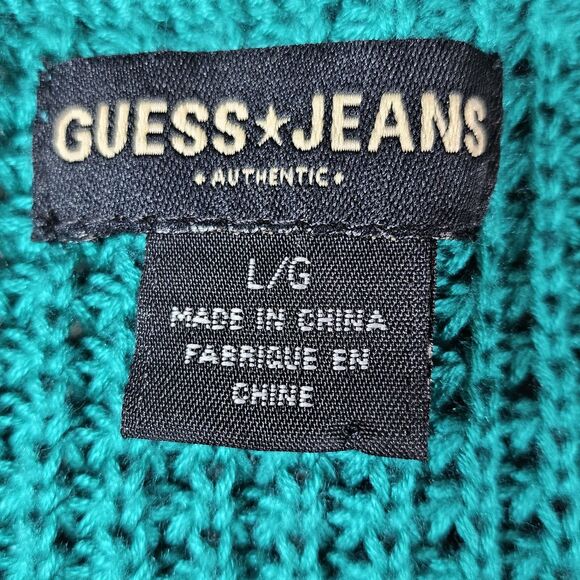 Guess Jeans Womens Short Sleeve V-Neck Sweater tunic length teal size large - Picture 3 of 6